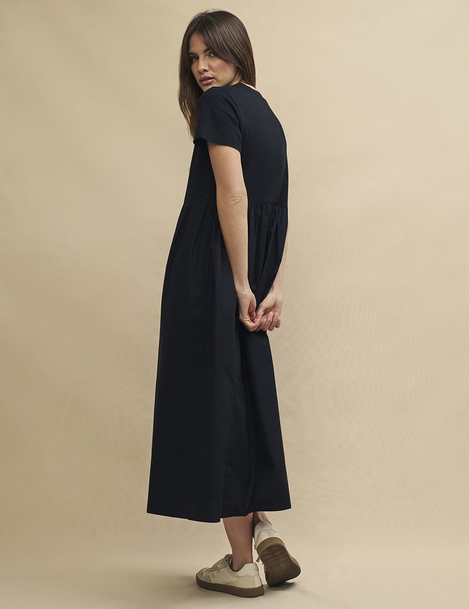 Black Maine Smock Midi Dress