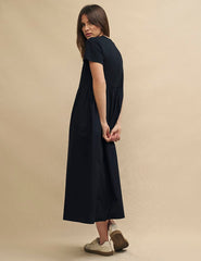 Black Maine Smock Midi Dress