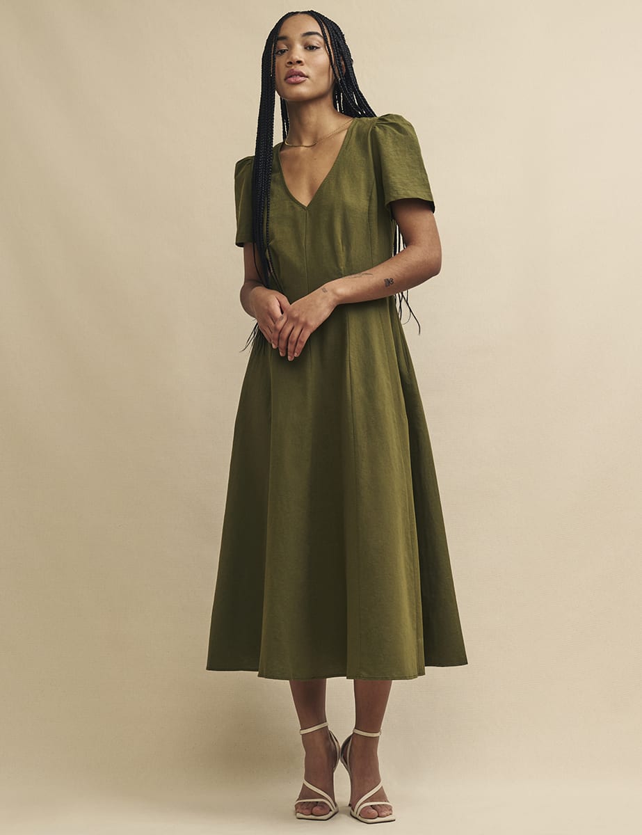 Olive Green Muriel Midi Dress
