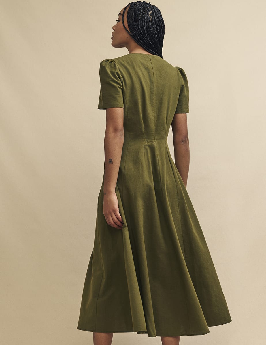 Olive Green Muriel Midi Dress