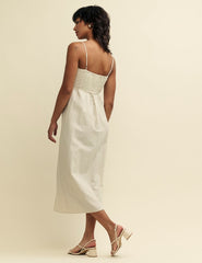 Cream Pinstripe Maddy Midi Dress