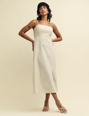 Cream Pinstripe Maddy Midi Dress