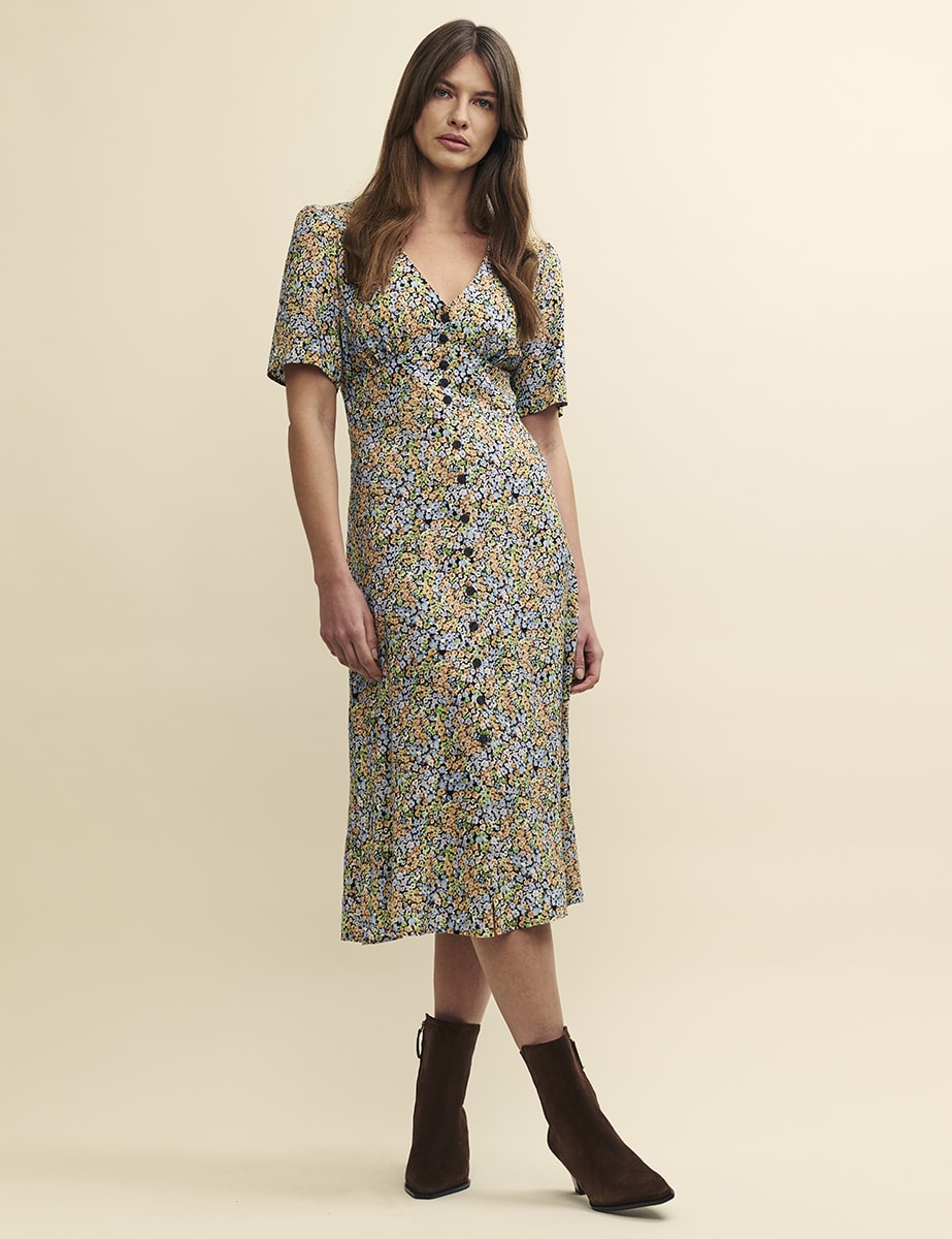 Wildflower Print Alexa Midi Tea Dress