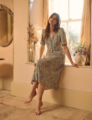 Wildflower Print Alexa Midi Tea Dress