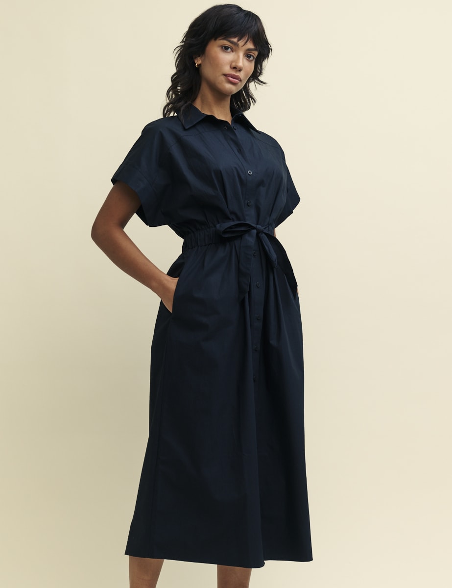 Black Harper Midi Shirt Dress