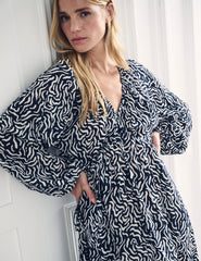 Black Printed Iris Midi Dress