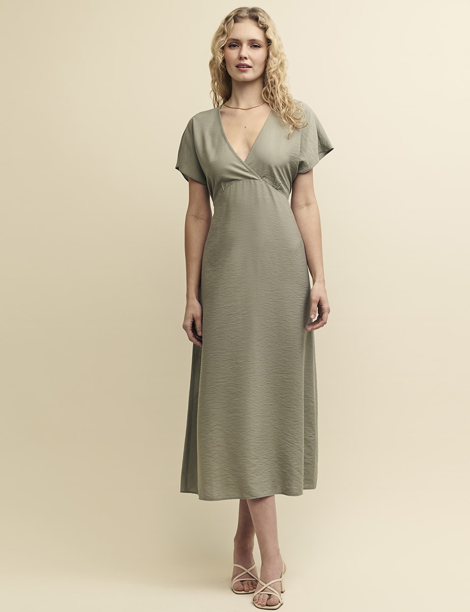 Sage Green Wrap Anola Midi Dress