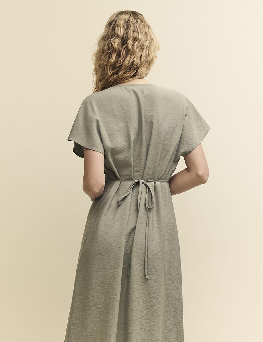 Sage Green Wrap Anola Midi Dress