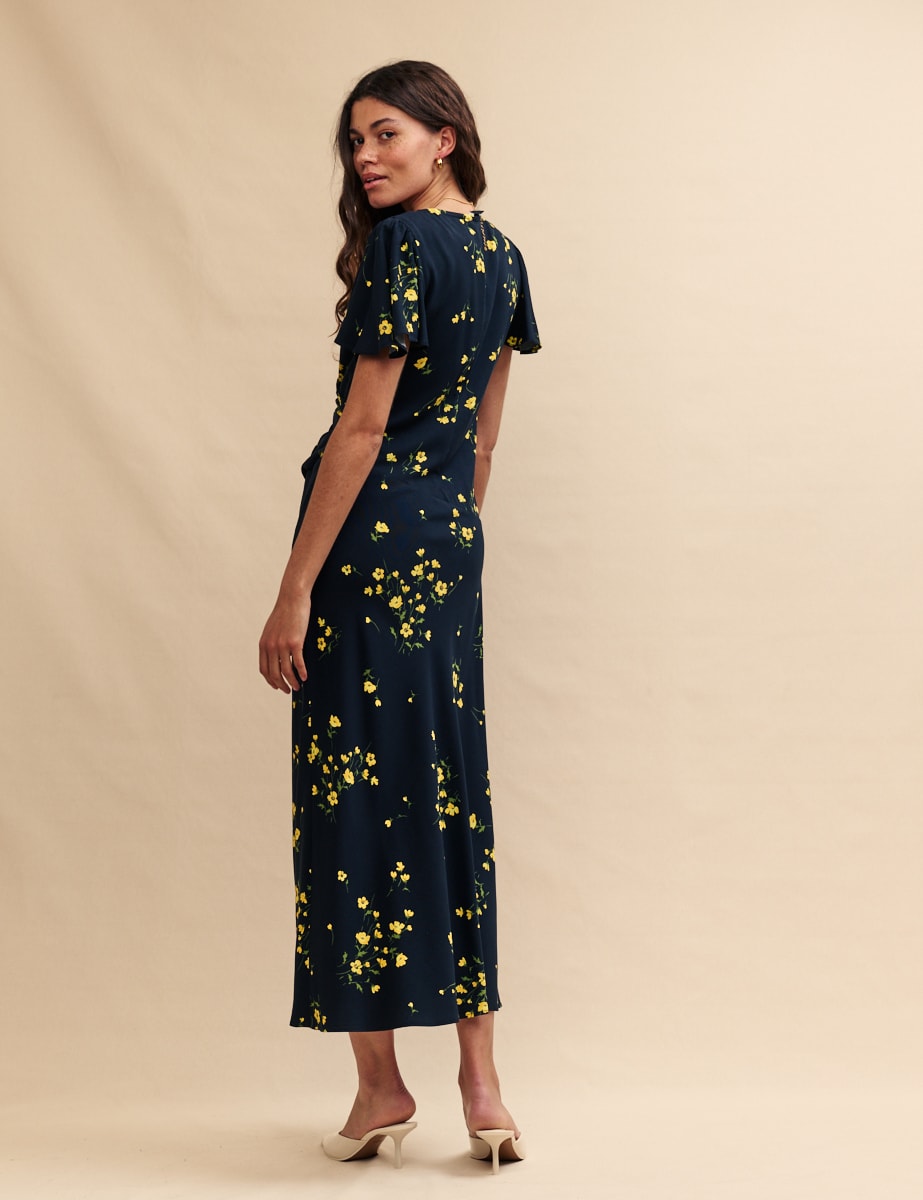 Black Floral Blake Wrap Maxi Dress