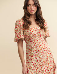 Brown Floral Dee Dee Midi Dress