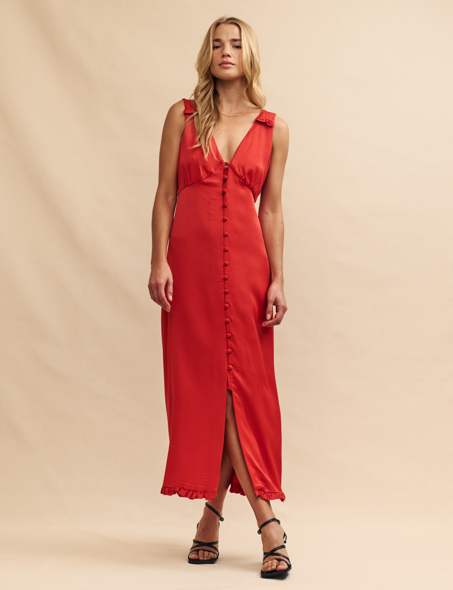 Red Clio Midi Dress