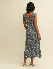 Black Ditsy Floral Clio Midi Dress