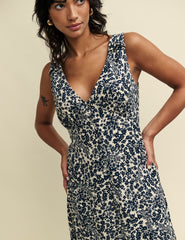 Black Ditsy Floral Clio Midi Dress