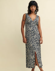 Black Ditsy Floral Clio Midi Dress