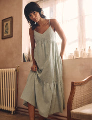 Sage Green Gingham Check Alva Midi Dress