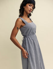 Blue Gingham Zainub Midi Dress