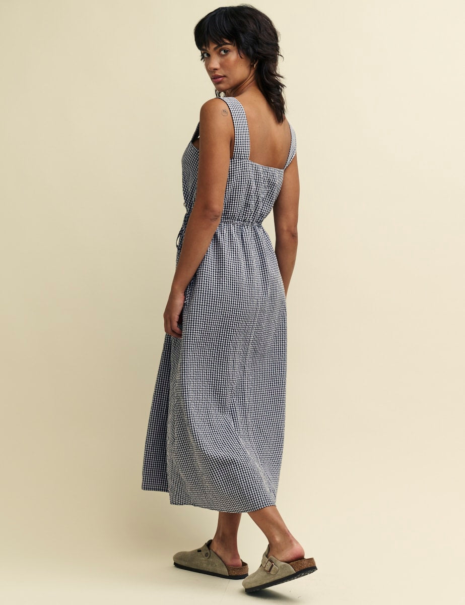Blue Gingham Zainub Midi Dress