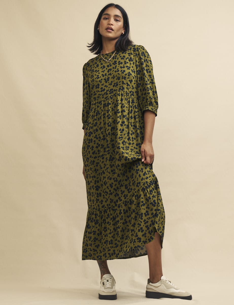 Green Animal Print Rachel Midi Dress
