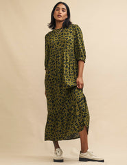 Green Animal Print Rachel Midi Dress