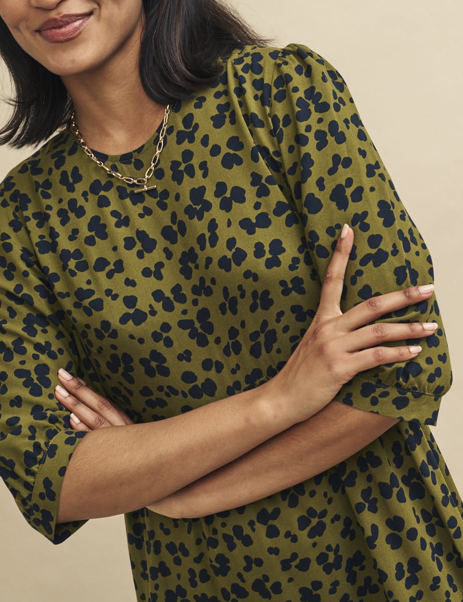 Green Animal Print Rachel Midi Dress