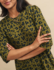 Green Animal Print Rachel Midi Dress