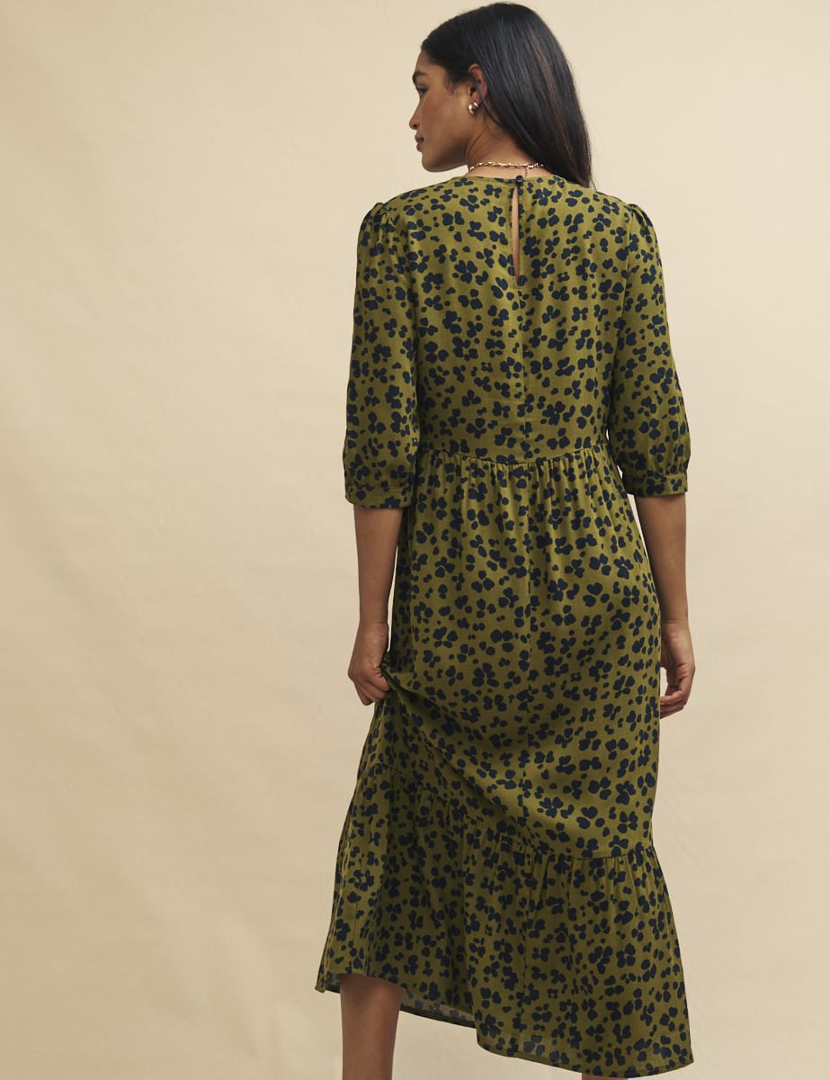 Green Animal Print Rachel Midi Dress