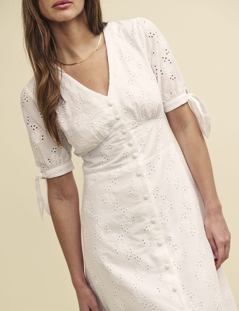 Fearne Cotton White Broderie Alexis Midi Dress