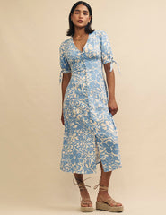 Blue Floral Alexis Midi Dress