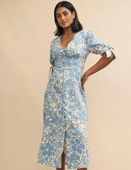 Blue Floral Alexis Midi Dress