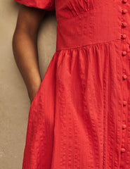 Red V-Neck Starlight Midi Dress