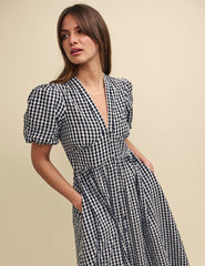 Black Gingham Starlight Midi Dress