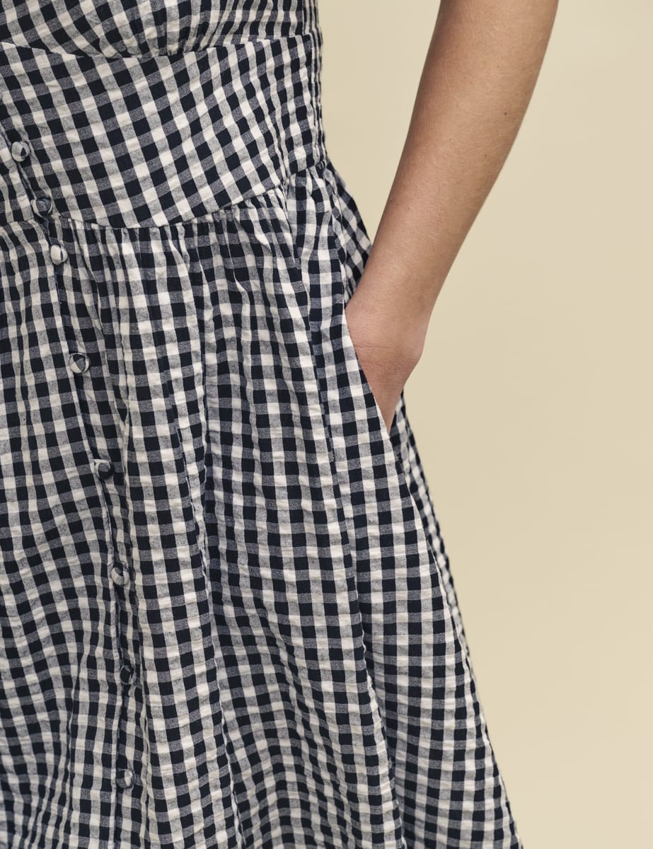 Black Gingham Starlight Midi Dress