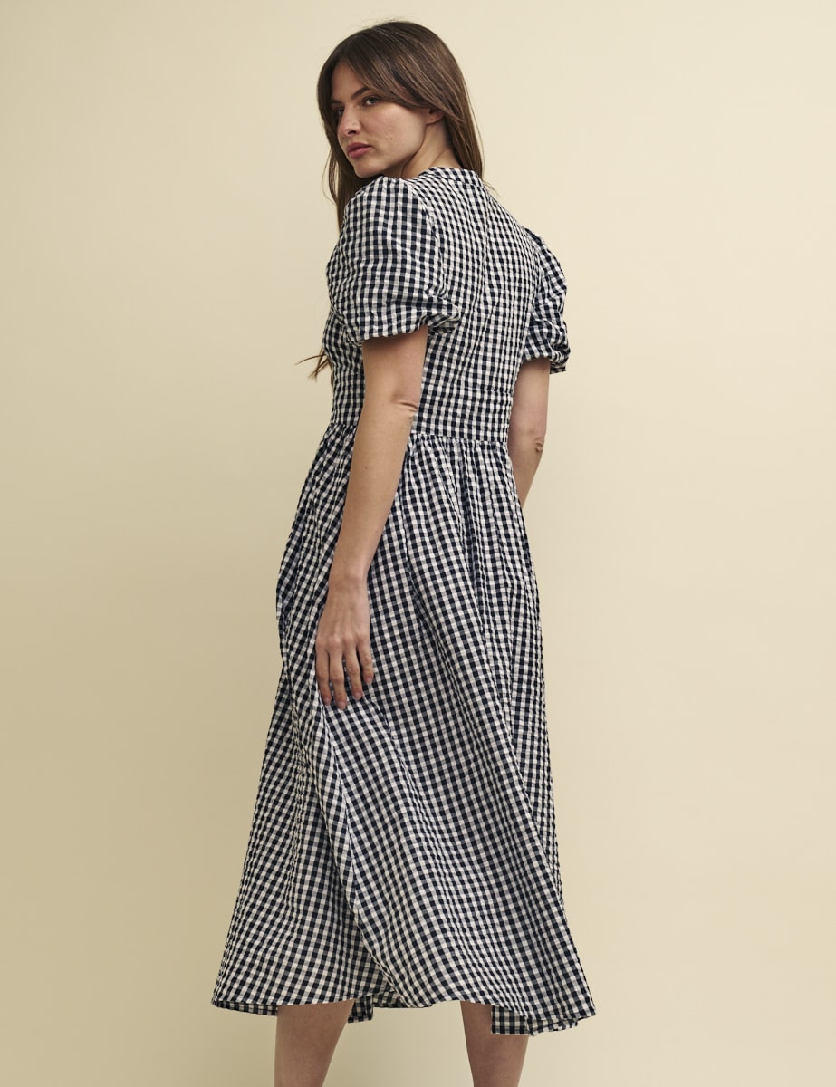 Black Gingham Starlight Midi Dress
