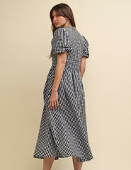 Black Gingham Starlight Midi Dress
