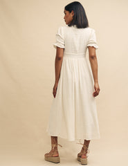 White Checked Button Down Flossie Midi Dress