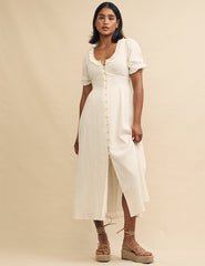 White Checked Button Down Flossie Midi Dress