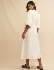 Cream Regan Wrap Midi Dress