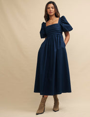 Navy Nova Midi Smock Dress