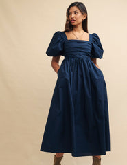 Navy Nova Midi Smock Dress