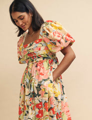 Pastel Floral Nova Smock Midi Dress