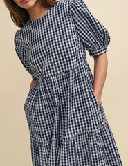 Navy Gingham Rochelle Midi Dress