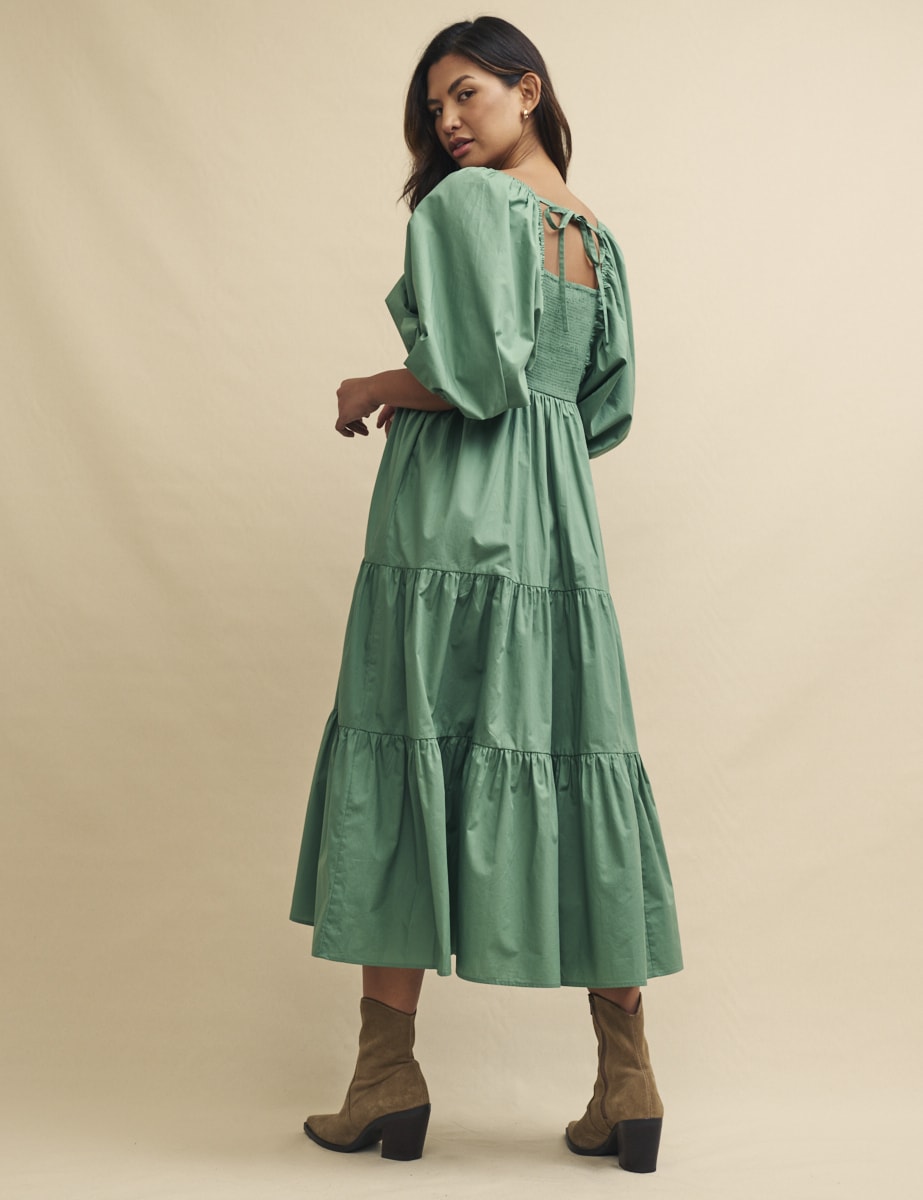 Fearne Cotton Green Ruby Smock Midi Dress
