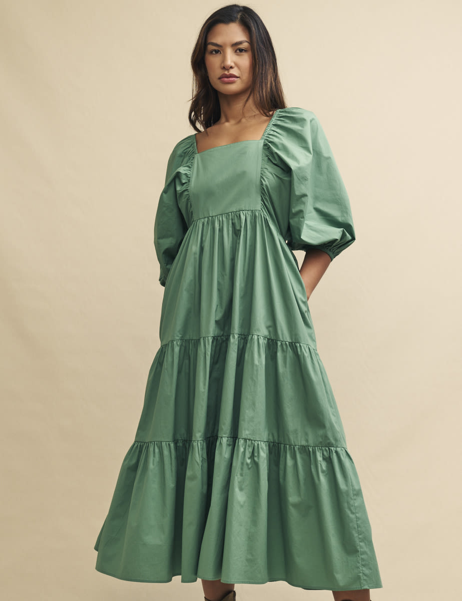 Fearne Cotton Green Ruby Smock Midi Dress