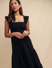 Black Maya Midi Dress