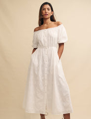 White Bardot Embroidered Lanie Midaxi Dress