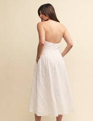 White Broderie Bandeau Aurora Midi Dress