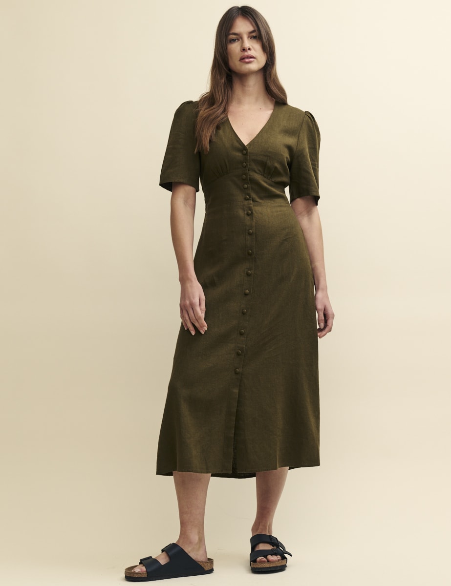 Khaki Green Alexa Midi Dress