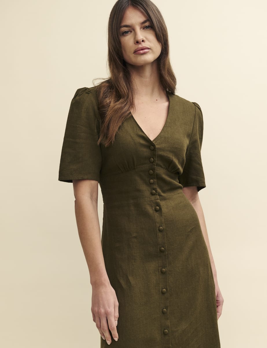 Khaki Green Alexa Midi Dress