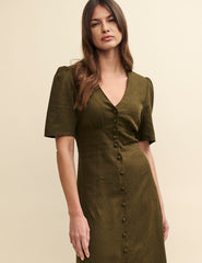 Khaki Green Alexa Midi Dress