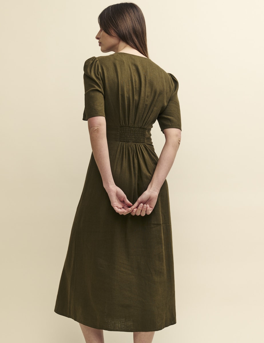 Khaki Green Alexa Midi Dress